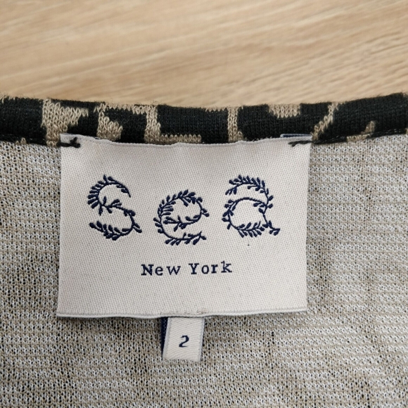 Sea New York Mini Dress Ruched Leopard Animal Print Short Sleeve Black Tan 2 - Picture 7 of 12